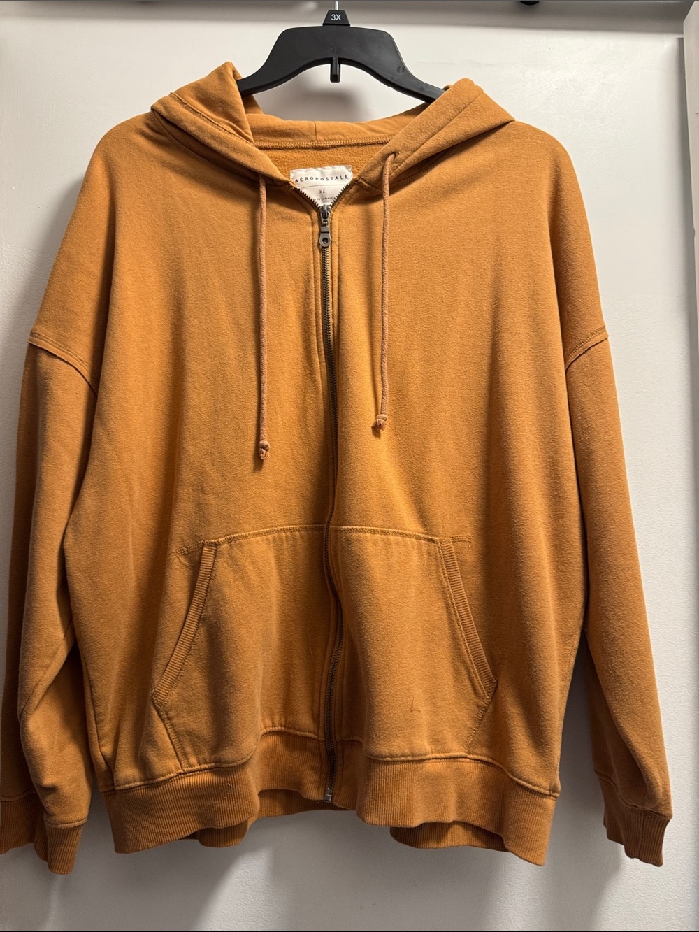 Men’s Aeropostale Aero Zip Up Hooded Sweatshirt XL Mustard Brown